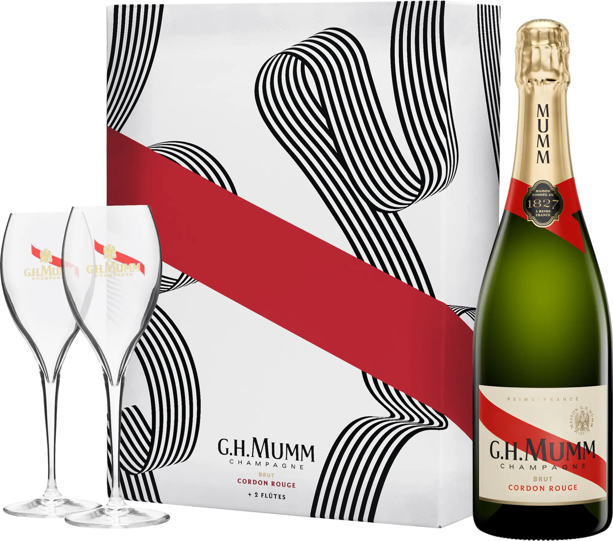 G.H. Mumm Cordon Rouge Brut se 2 sklenicemi 12,5% 0,75l (darčekové balenie 2 poháre)