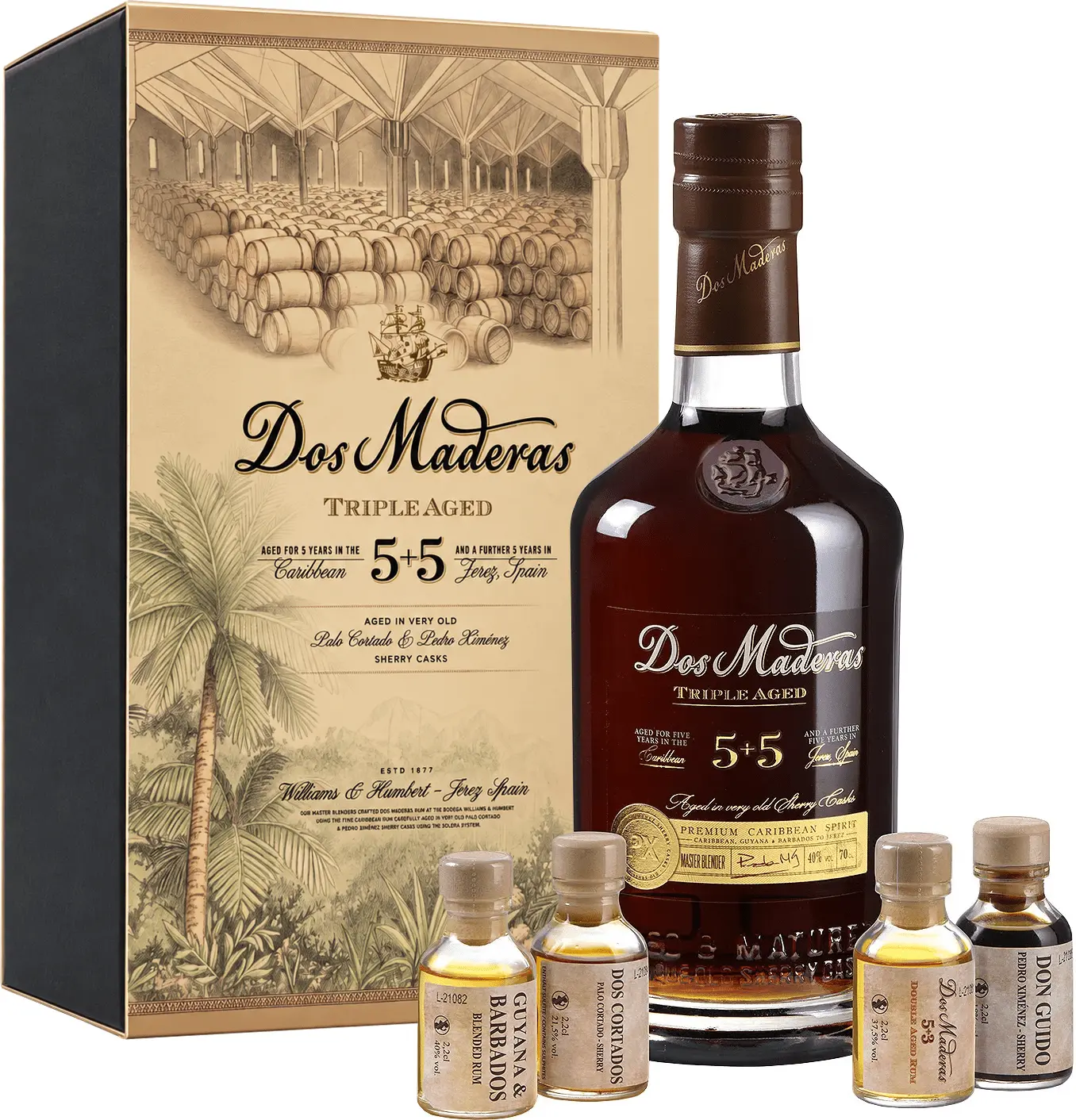 Dos Maderas 5+5 YO 40% 0,7l + 4x 2,2cl degustační set