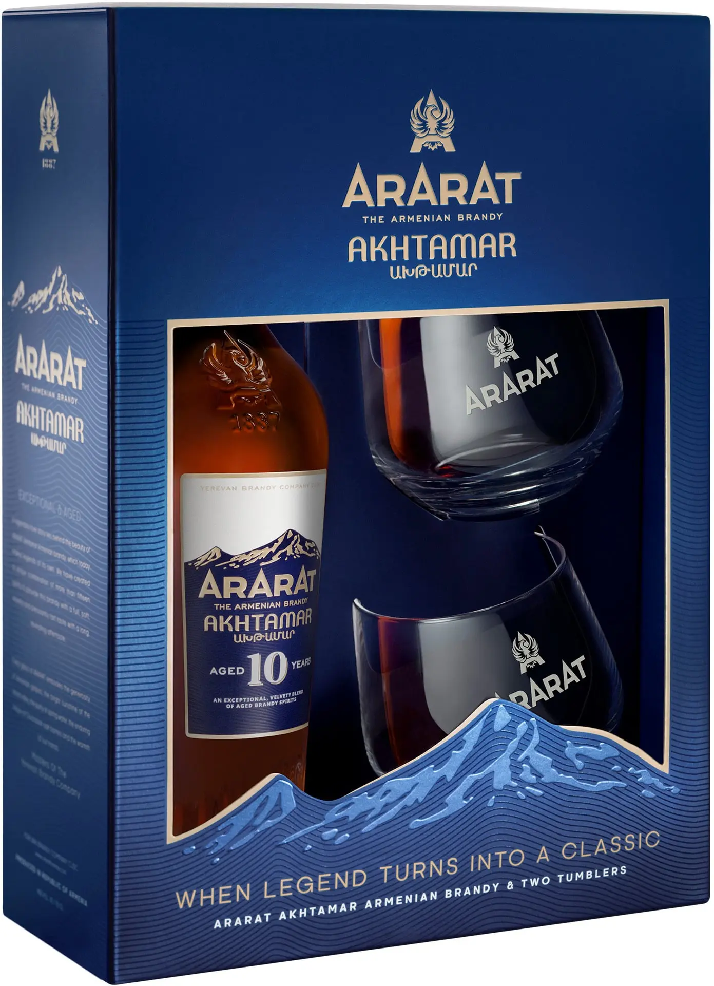 Ararat Akhtamar 10 letá se 2 sklenicemi 40% 0,7l (darčekové balenie 2 poháre)