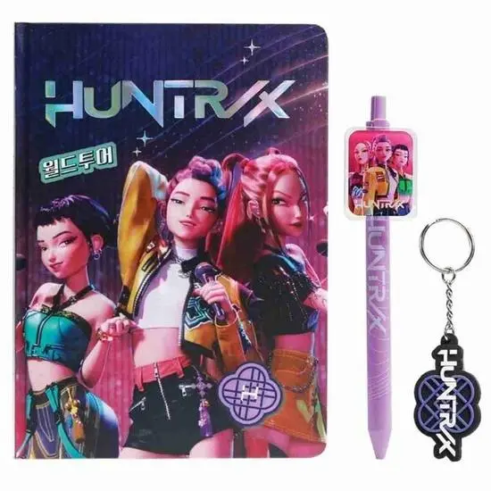 Přívěsek na klíče Kpop Demon Hunters dárkový set (blok pero Huntrix) DPL6