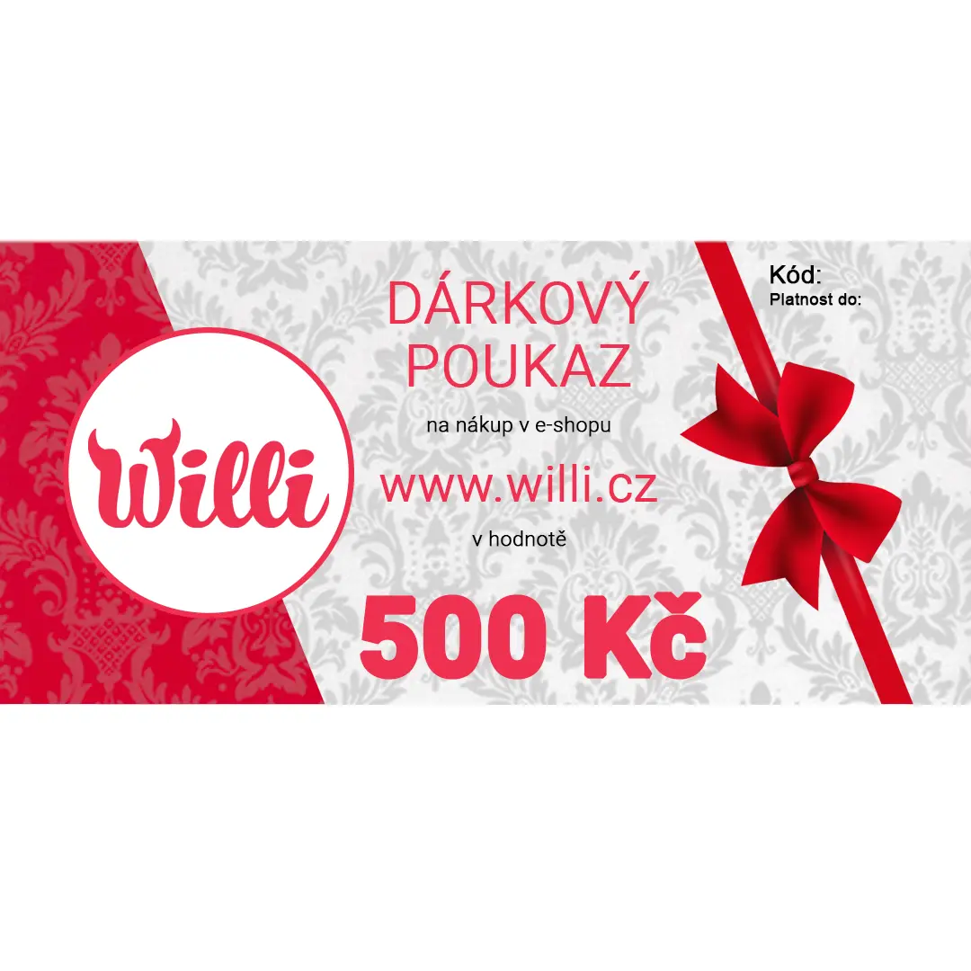 Willi Dárkový poukaz na nákup v e-shopu willi.cz v hodnotě 500 Kč