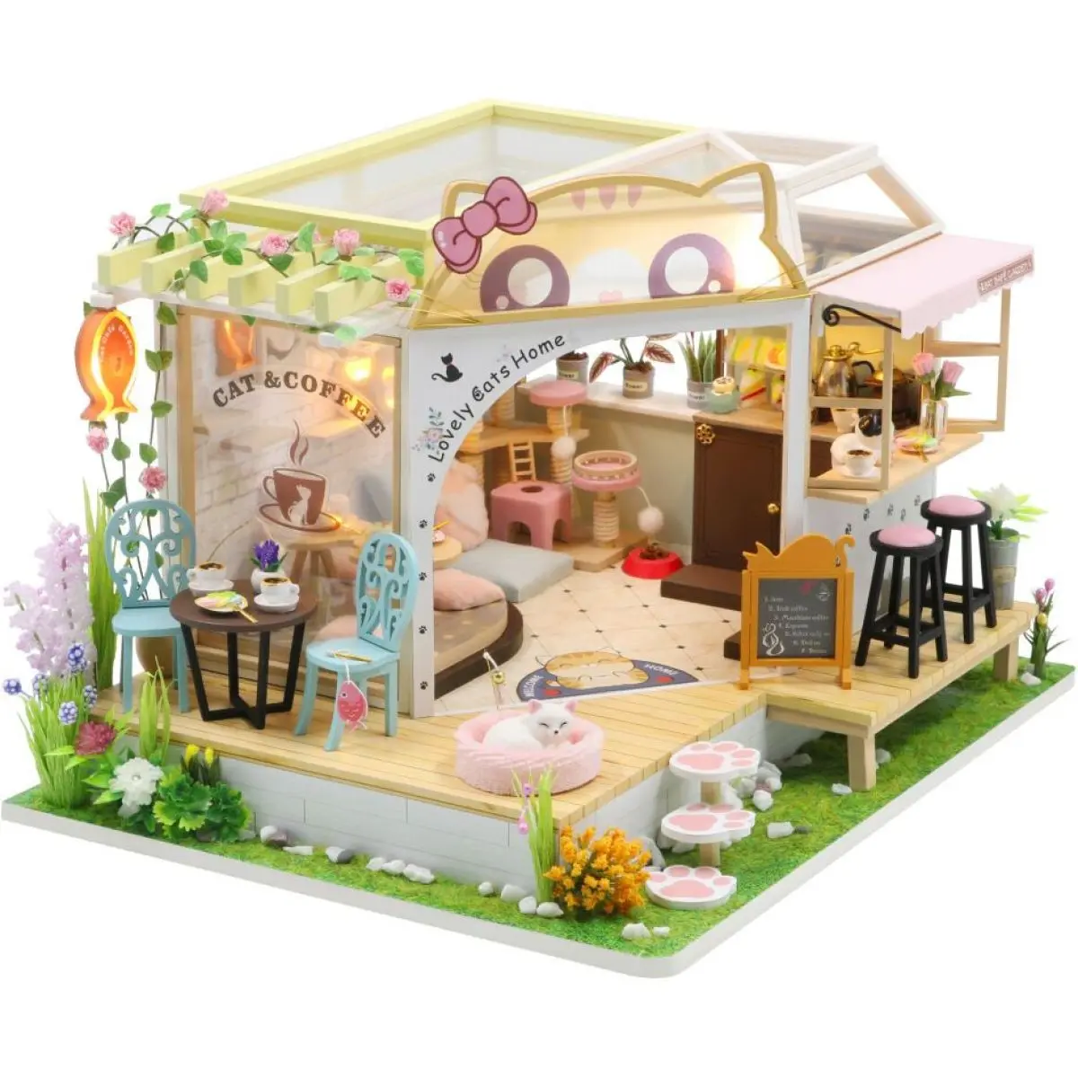 2Kids Toys miniatura domečku Kočičí kavárna se zahrádkou