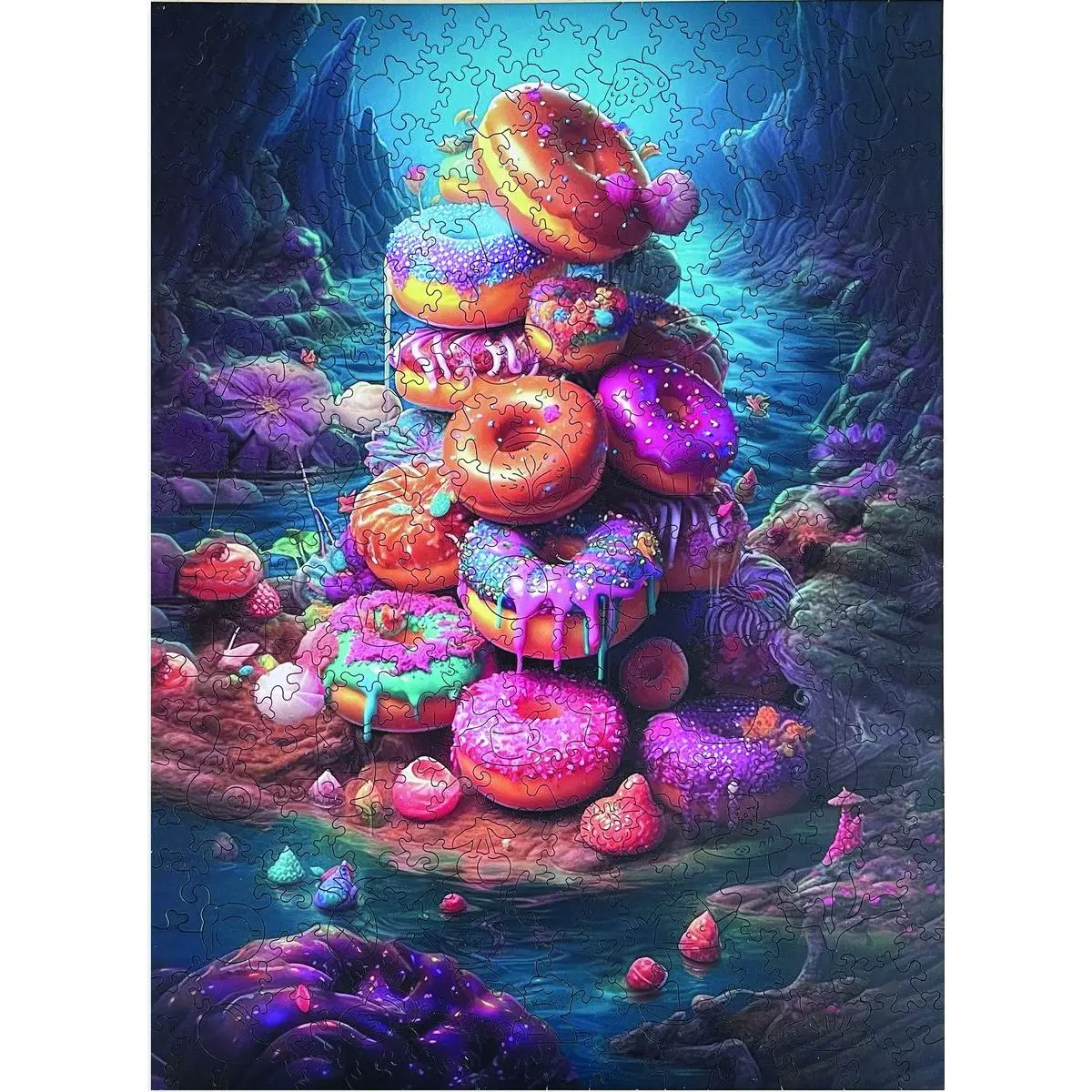 Wooden puzzle Pile of Donuts A3