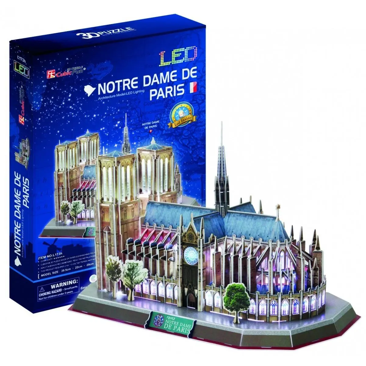 Puzzle 3D Notre Dame de Paris / led - 144 dílků