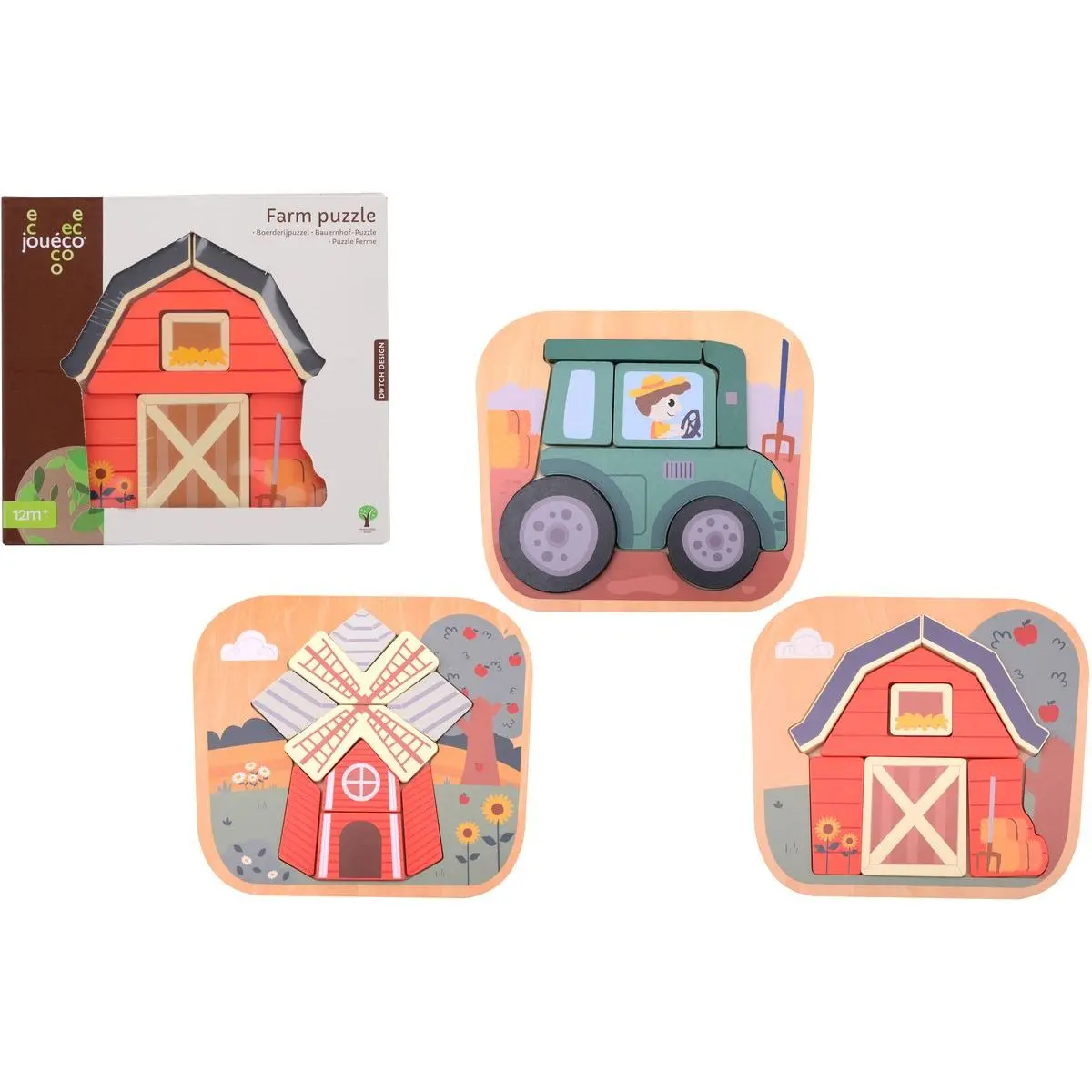 Dřevěné puzzle Farma Jouéco®