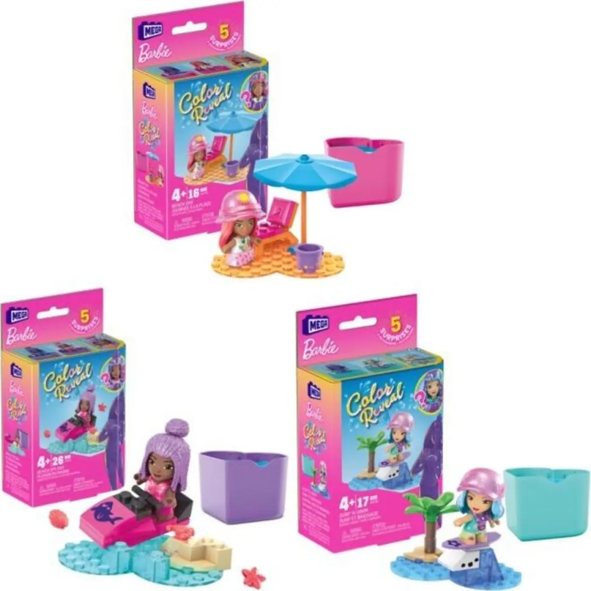 Mega Construx Barbie color reveal mikropanenka - Mattel Mega Construct