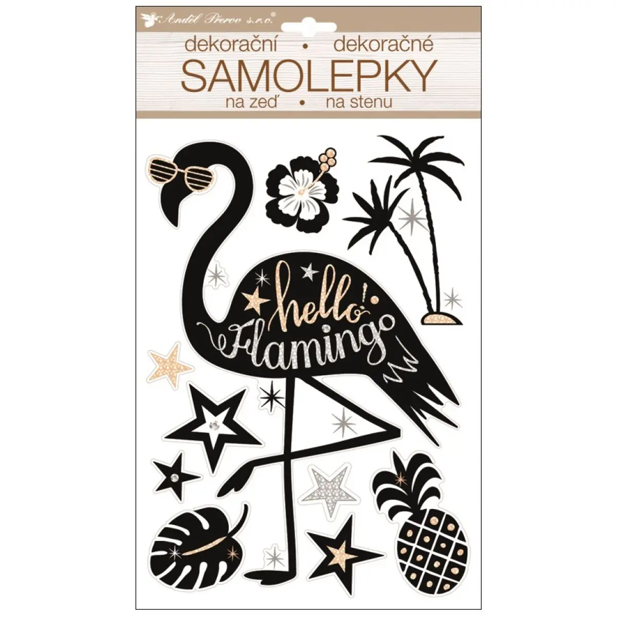 Samolepka za zeď plameňák prostorová 36 x 21 cm