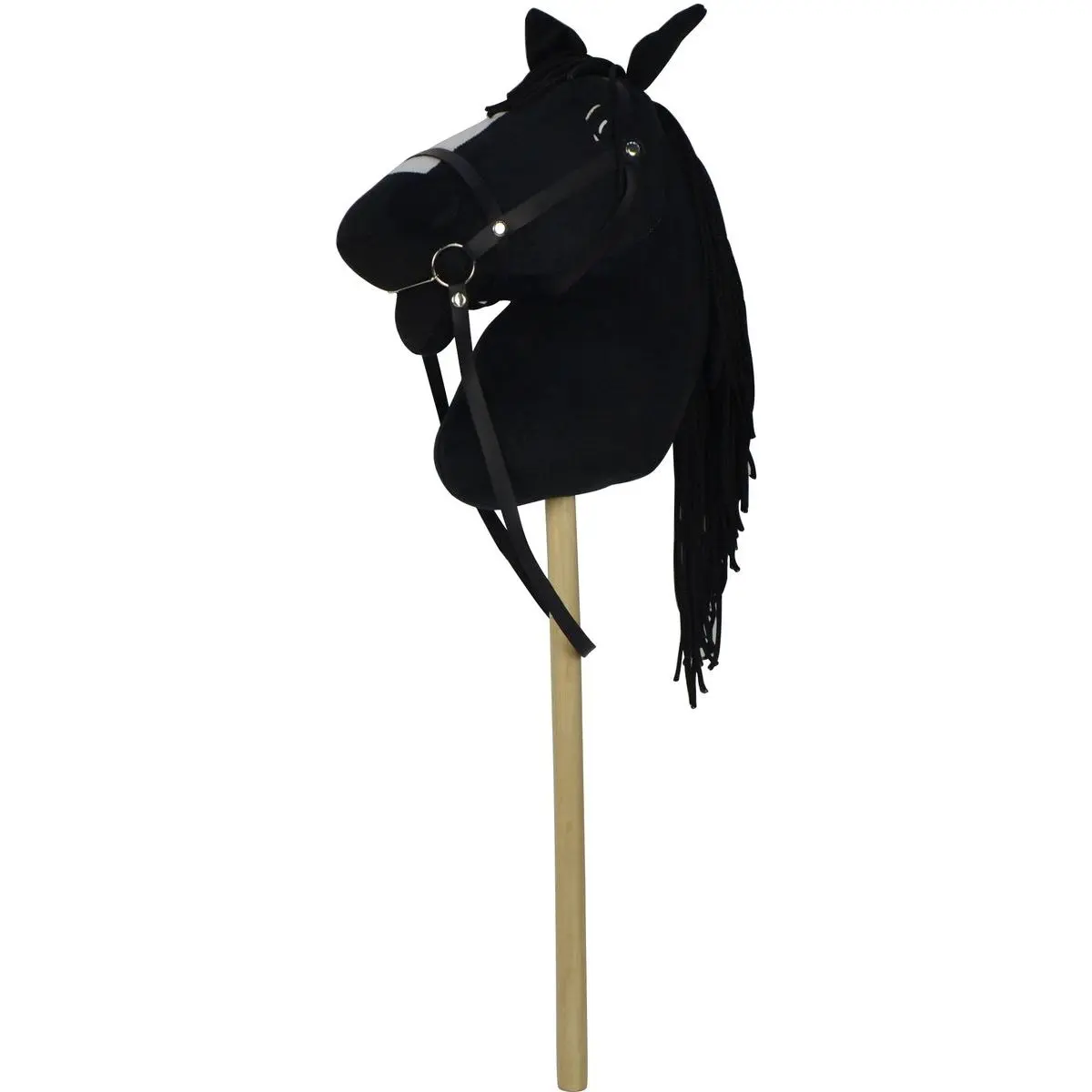 Kůň na tyči plyš 70cm na baterie se zvukem černý