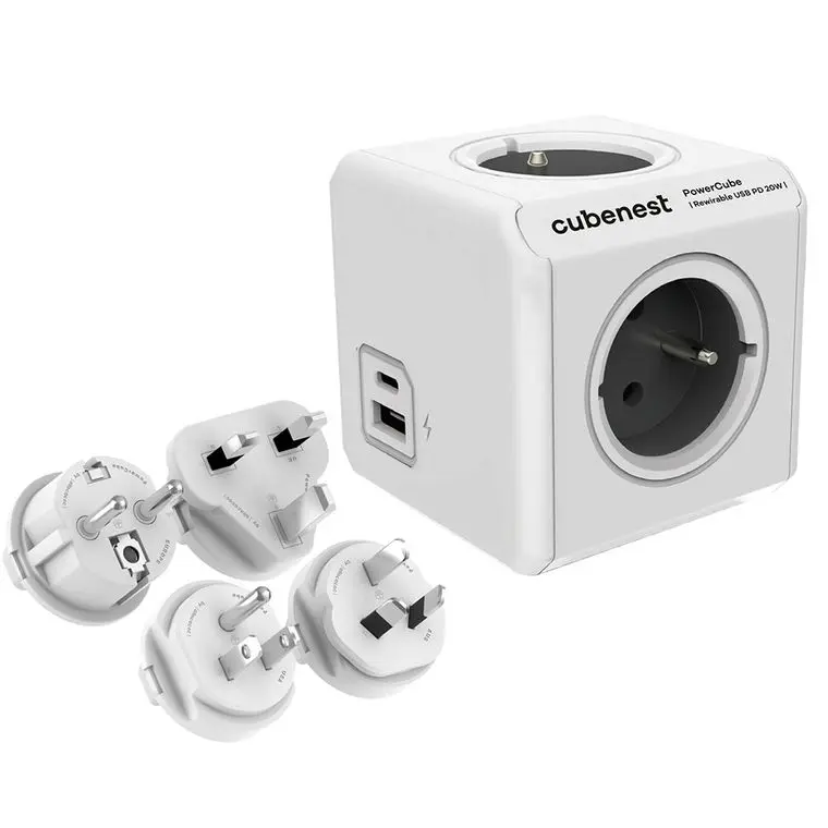 Rozbočovač Cubenest PowerCube ReWirable USB A+C PD 20W, šedá