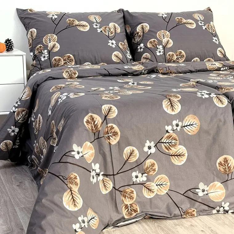 Krepové ložní povlečení KOJA HNĚDÁ jednolůžko