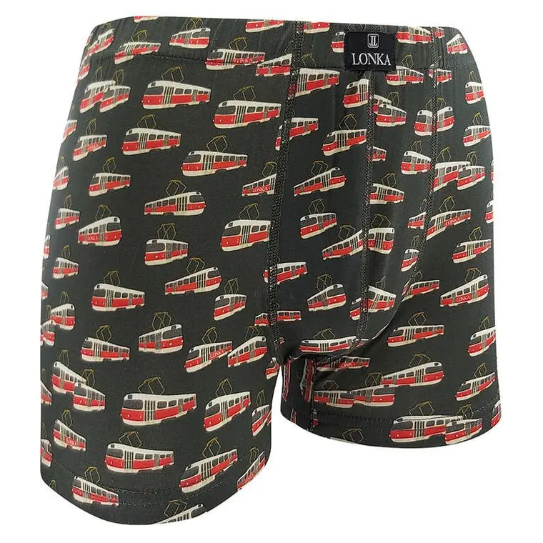 Boxerky Lonka pánské obrázkové KEVIN tramvaje vel. 2XL