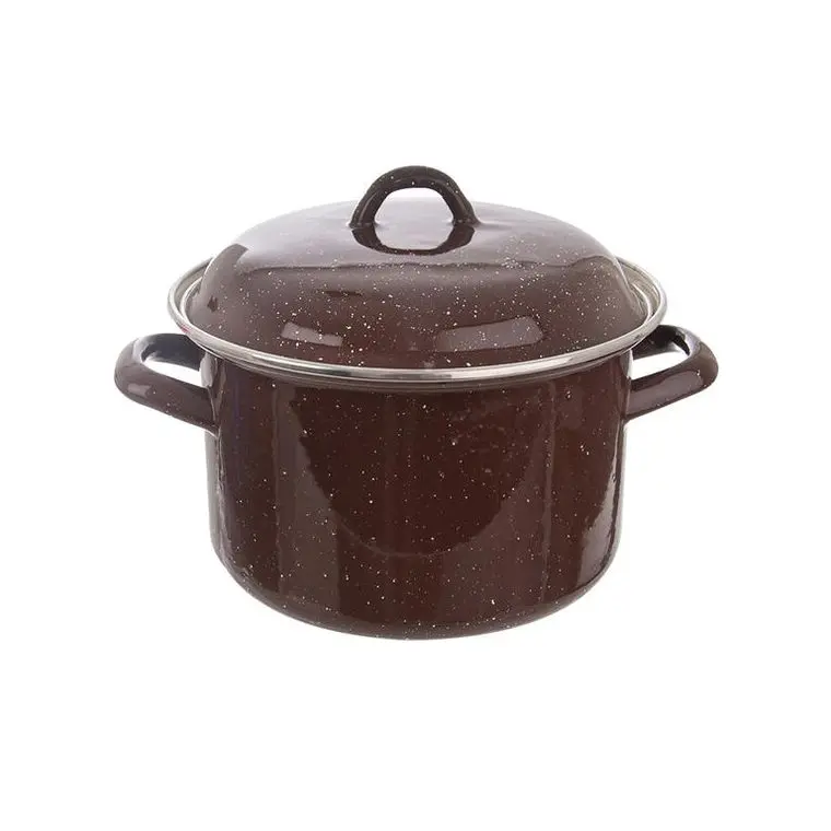 Smaltovaný hrnec s lemem a poklicí BROWN 3,2 l