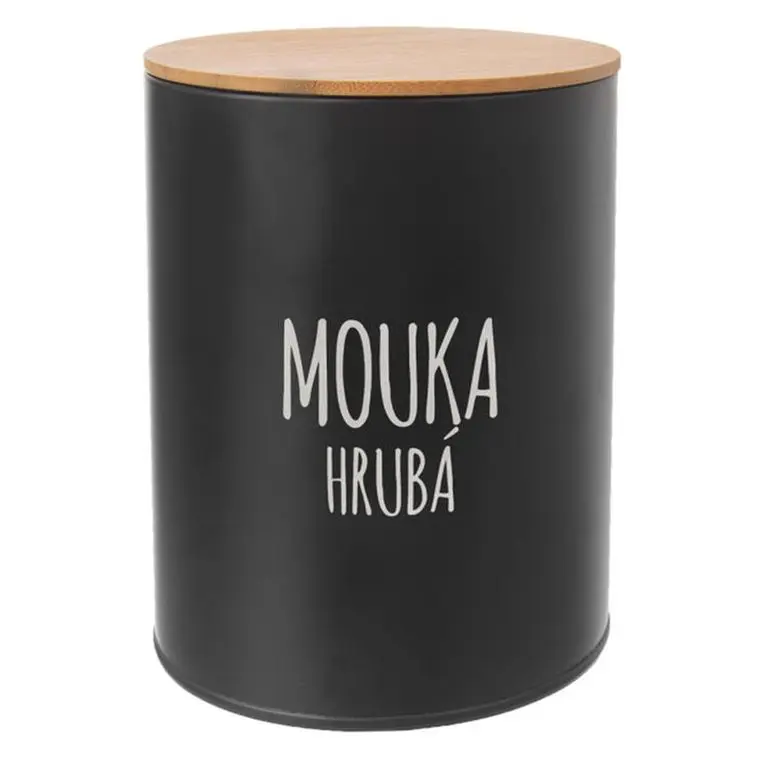 dóza plech. d13x17,5cm, MOUKA HR, BLACK, plech/bambus
