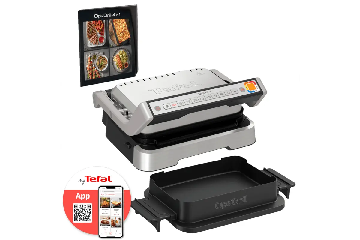 Elektrický inteligentní gril Tefal Optigrill 4v1 Inox GC774D30