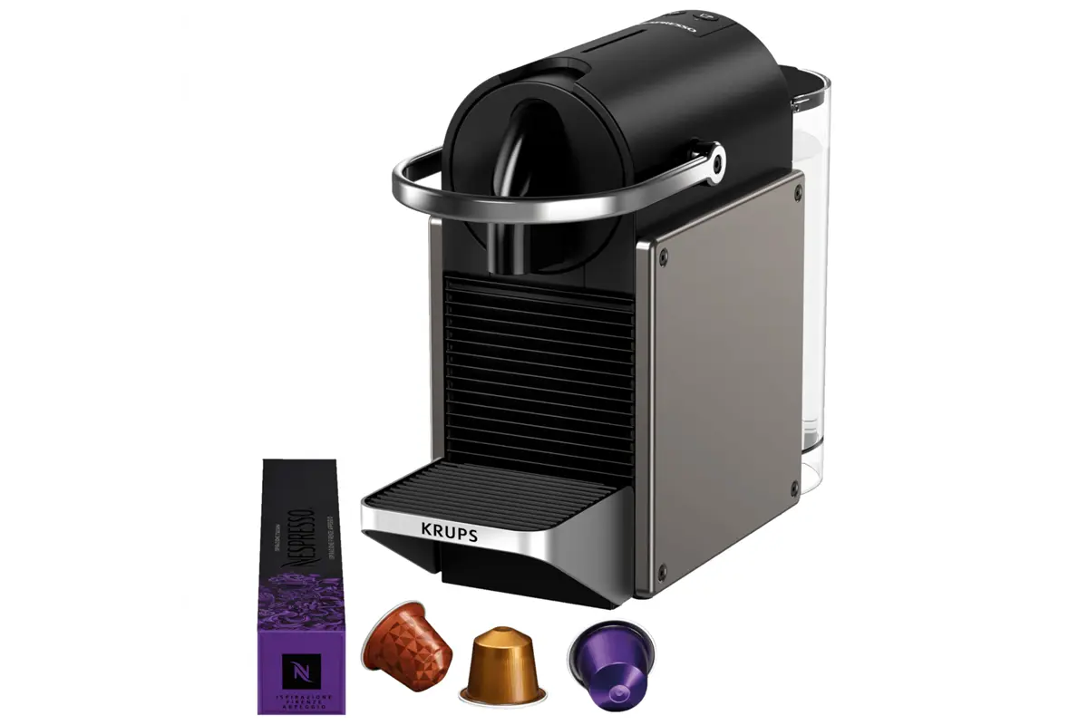 Kapslový kávovar KRUPS Nespresso Pixie Redesign XN306T10 Titanový/Černý