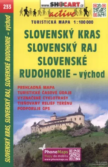 Slovenský kras, Slovenský raj, Slovenské rudohorie - východ 1:100 000