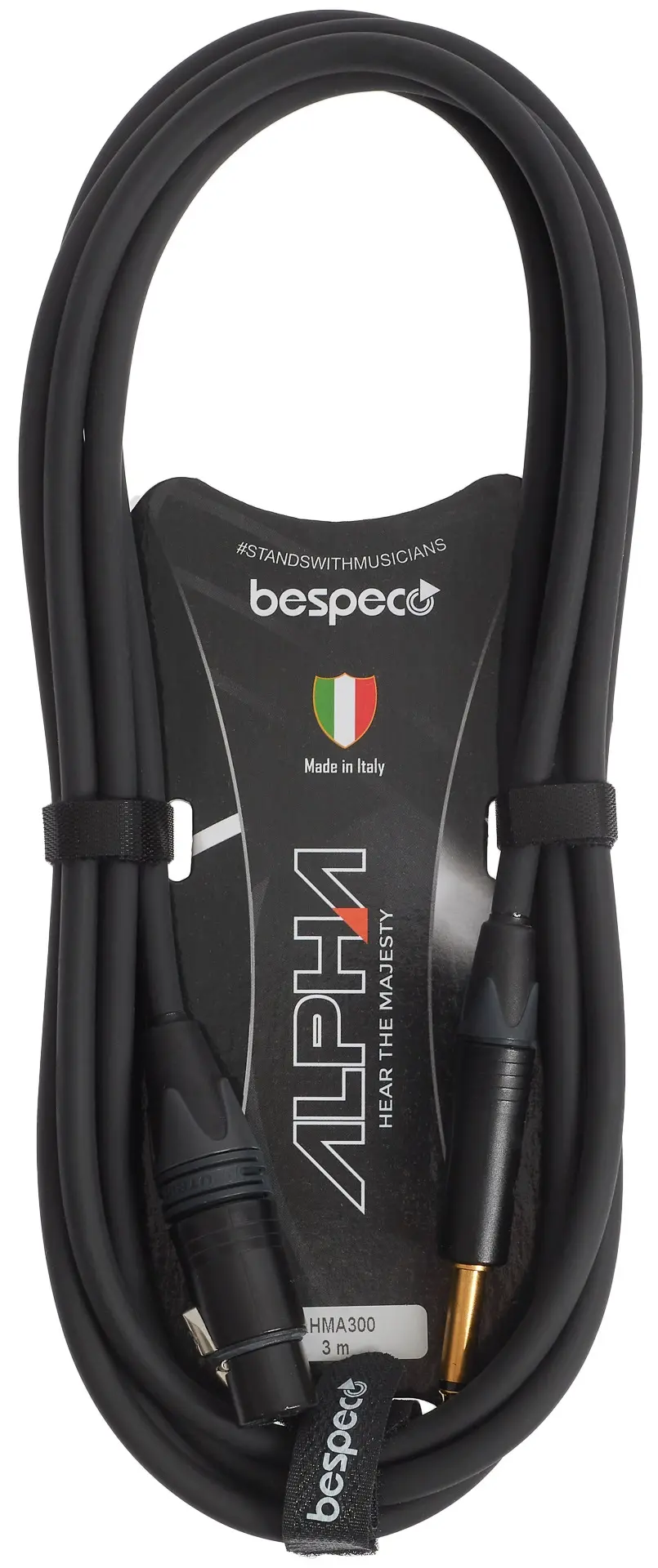 Bespeco Alpha Microphone Cable Neutrik XLR F Jack 3 m