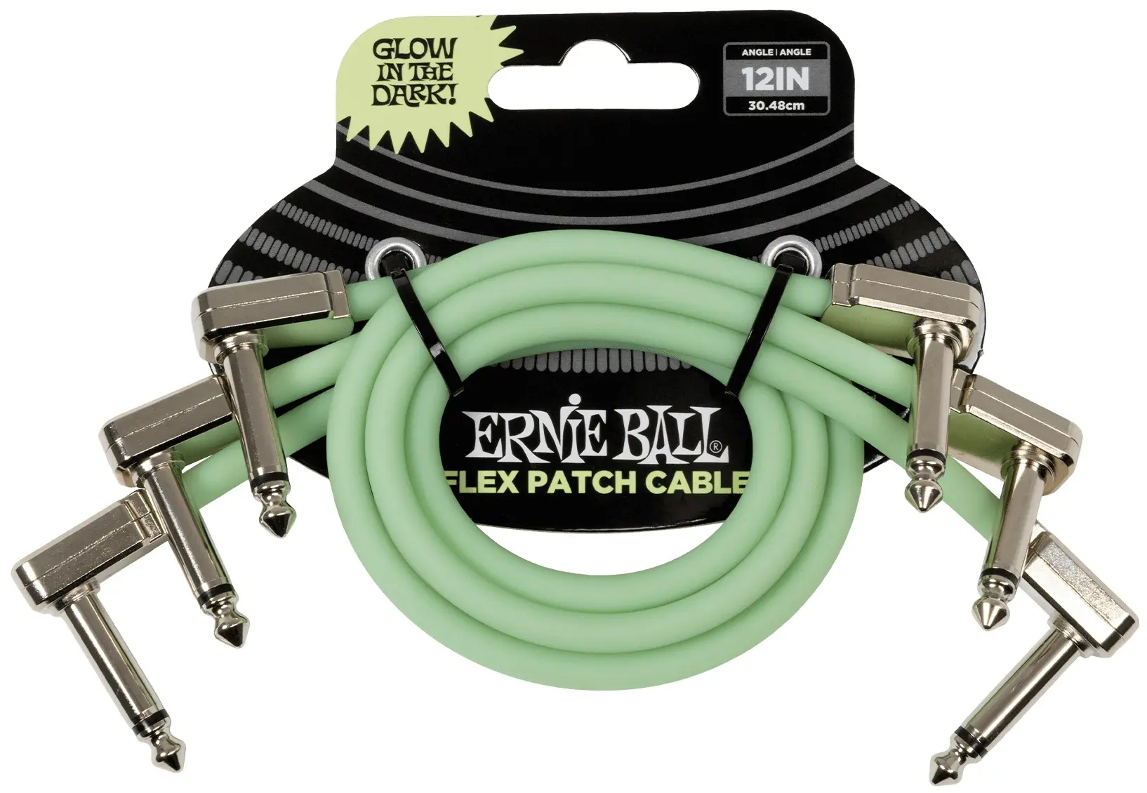 Ernie Ball Flex Patch Cable 12in Glow in Dark 3 Pack