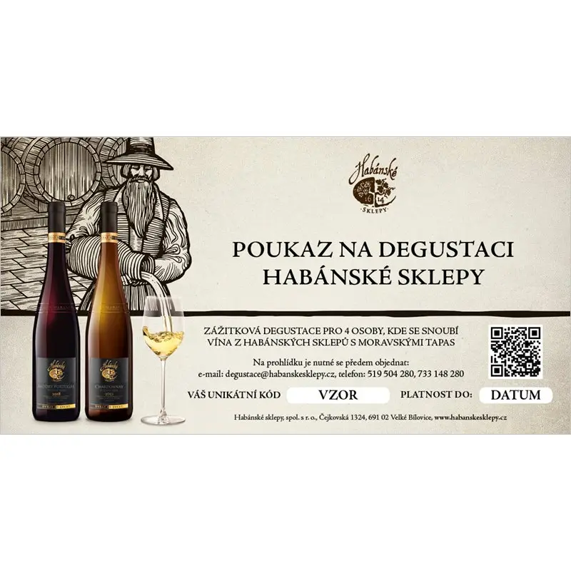 Zážitková degustace Habánské Sklepy pro 4 osoby - tištěná poukázka