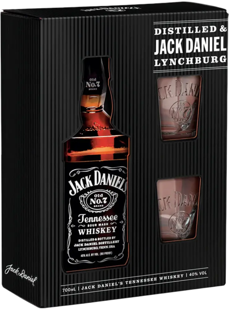 Jack Daniel´s Whisky Jack Daniel`s 0,7l 40% se dvěmi skleničkami + Dárkové Balení