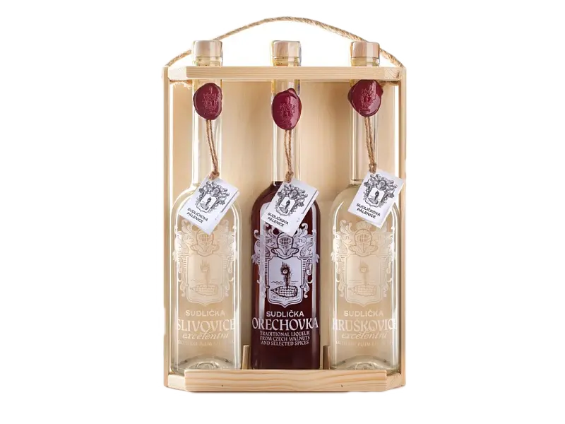 Sudlička Set Sudlička Slivovice + Ořechovka + Hruškovice + Dárkové Balení