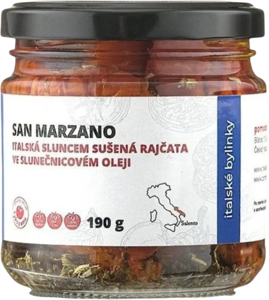 Pomodoro moravia Sušená rajčata ve slunečnicovém oleji s italským kořením Pomodoro moravia 190g