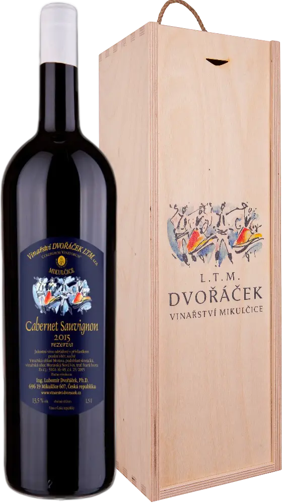 Vinařství Dvořáček Set Dvořáček Cabernet Sauvignon REZERVA Magnum Pozdní sběr 2015 + Dárkové balení