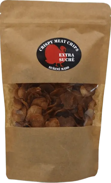 Crispy meat chips Sušené maso krůtí Original Crispy Meat Chips - extra suché 200g
