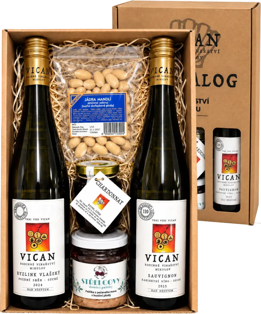 Vinařství Vican Set Vican TRIALOG s trojicí pochoutek + Dárkové balení