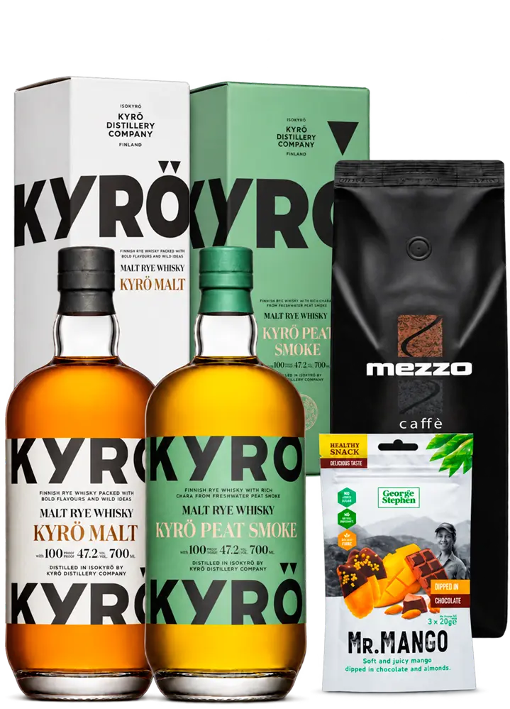 různí Set Kouřová whisky Kyrö a pražená káva