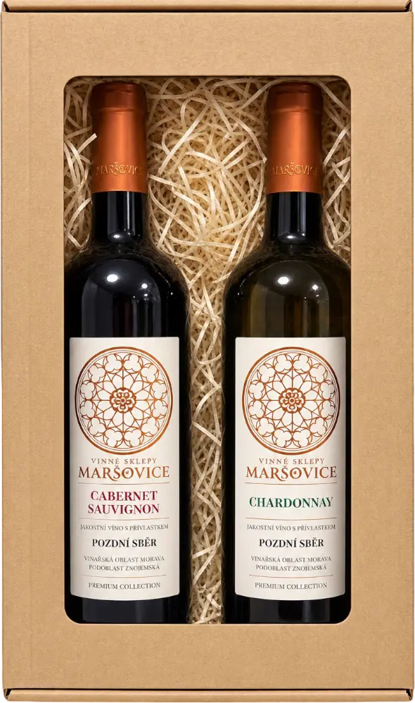Vinné sklepy Maršovice Set Maršovice Cabernet Sauvignon 2021 a Chardonnay 2020 + dárkové balení