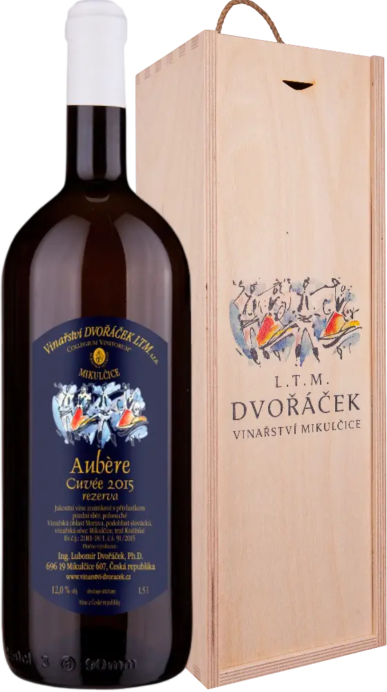 Vinařství Dvořáček Set Dvořáček Cuvée AUBÉRE REZERVA Magnum Pozdní sběr 2015 + Dárkové balení