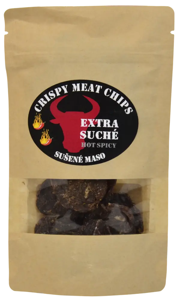 Crispy meat chips Sušené maso hovězí Spicy Extra Chilli Crispy Meat Chips 25g