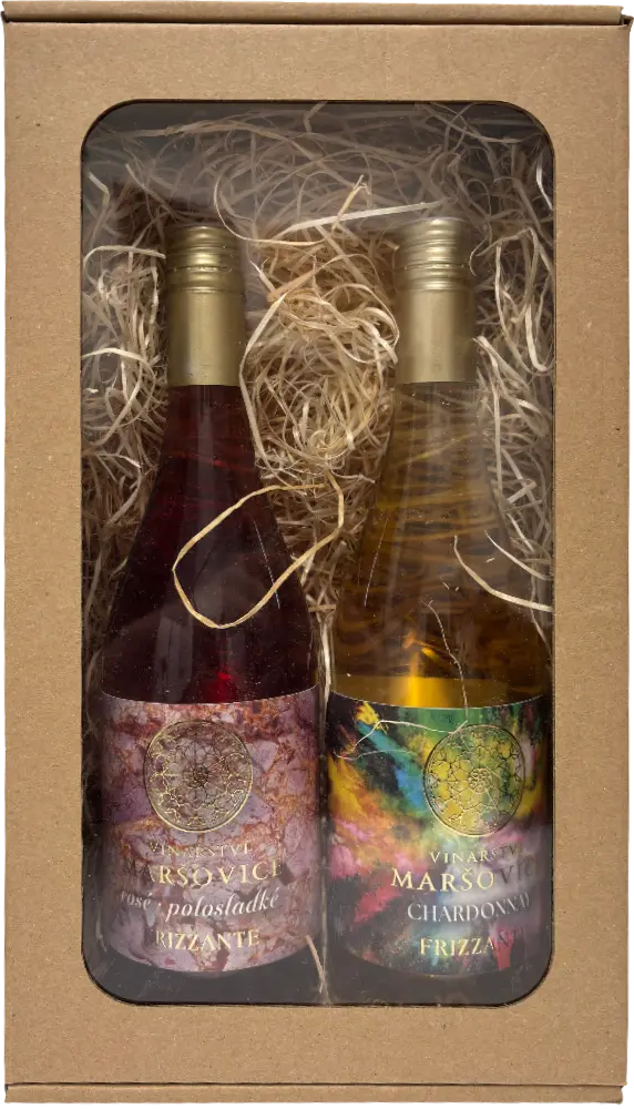 Vinné sklepy Maršovice Set Maršovice Frizzante Rosé 2023 a Frizzante Chardonnay 2024 + dárkové balení