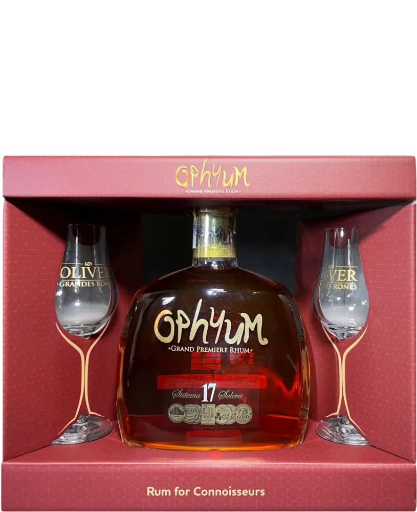 Oliver & Oliver Rum Ophyum 17 Sistema Solera 0,7l 40% se 2 skleničkami + Dárkové balení
