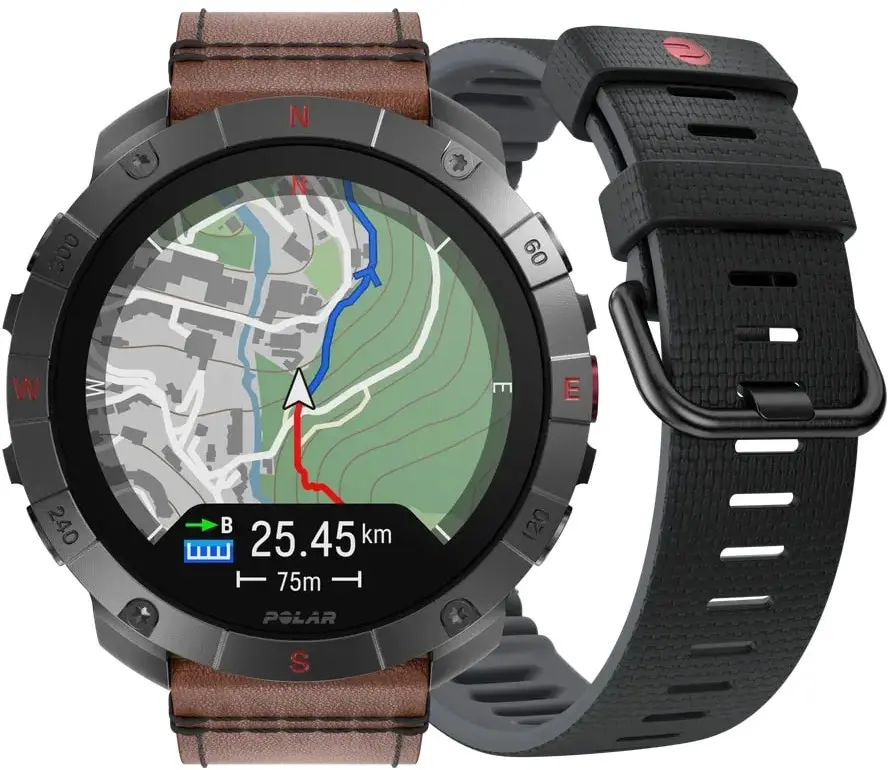 Polar Outdoor sporttestr Grit X2 Pro Titan, kožený + silikonový řemínek, velikost M-L 900110288