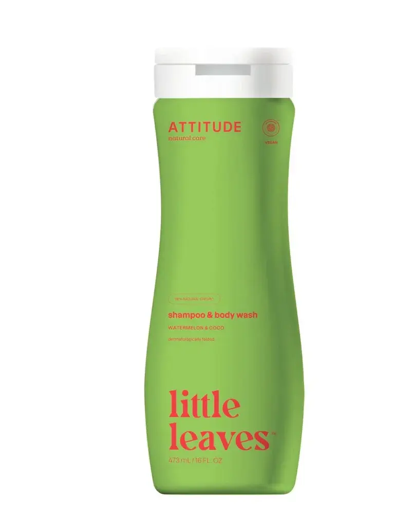 ATTITUDE Little Leaves – Dětské tělové mýdlo a šampon 2v1 (meloun a kokos), 473 ml