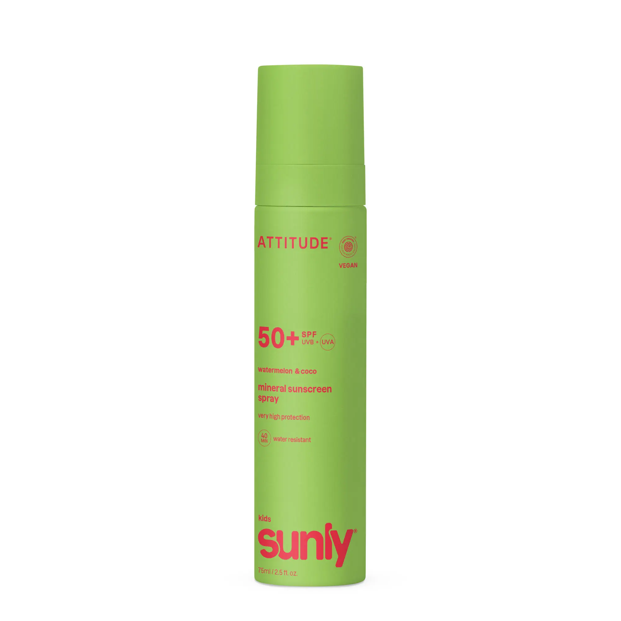 ATTITUDE Sunly Dětský minerální opalovací krém ve spreji SPF 50+ s vůní melounu a kokosu 75 ml - ATTITUDE