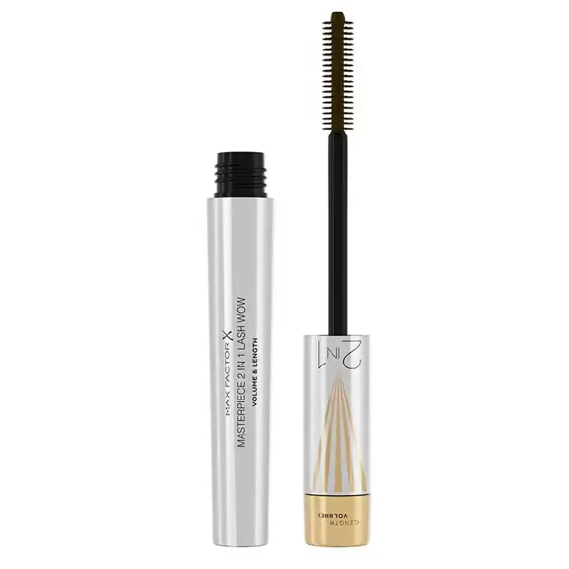 Max Factor Masterpiece Lash Wow řasenka pro prodloužení natočení a objem s kartáčkem 2 v 1 Black 7 ml