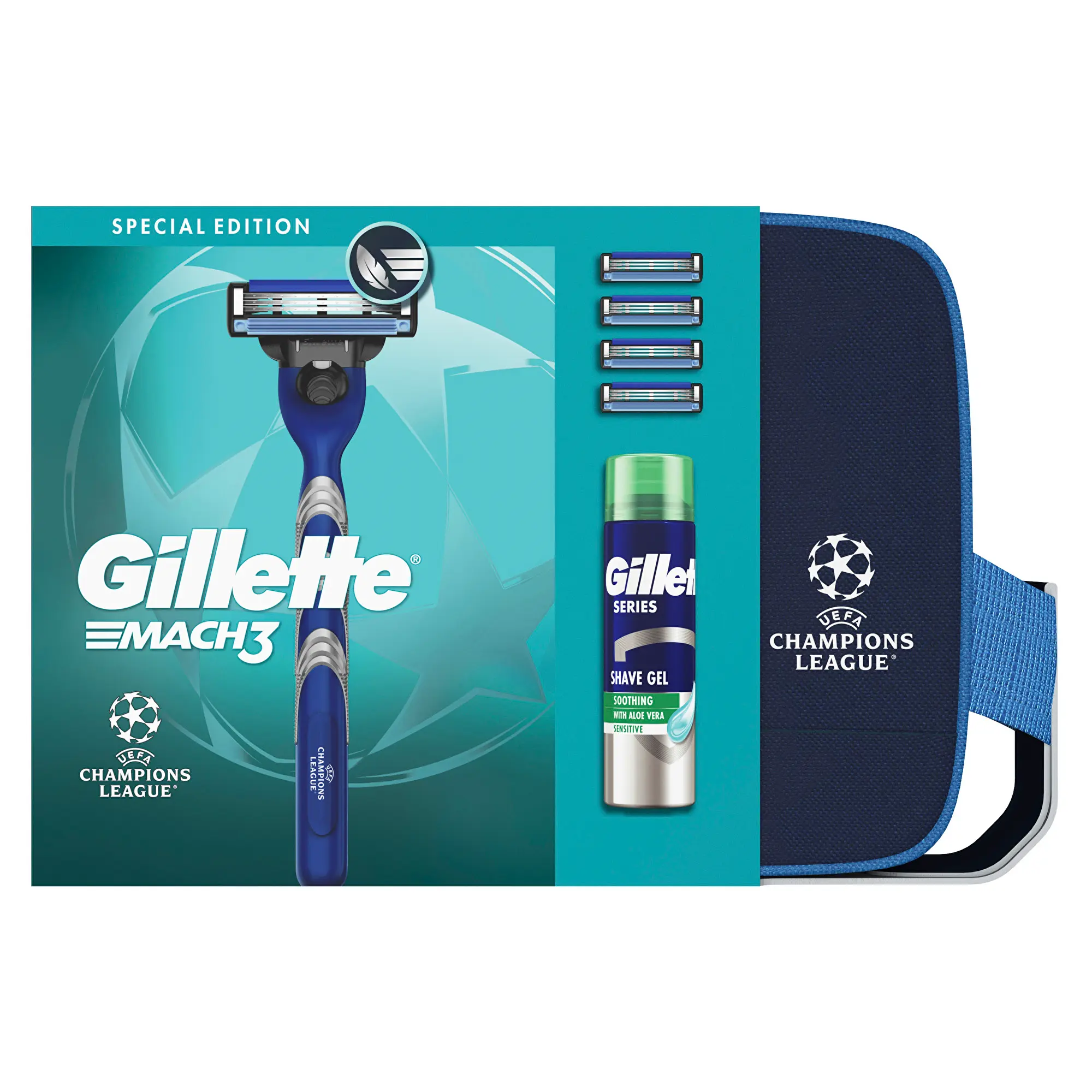 Gillette Dárková sada Pánský holicí strojek Mach3 UEFA Champions League