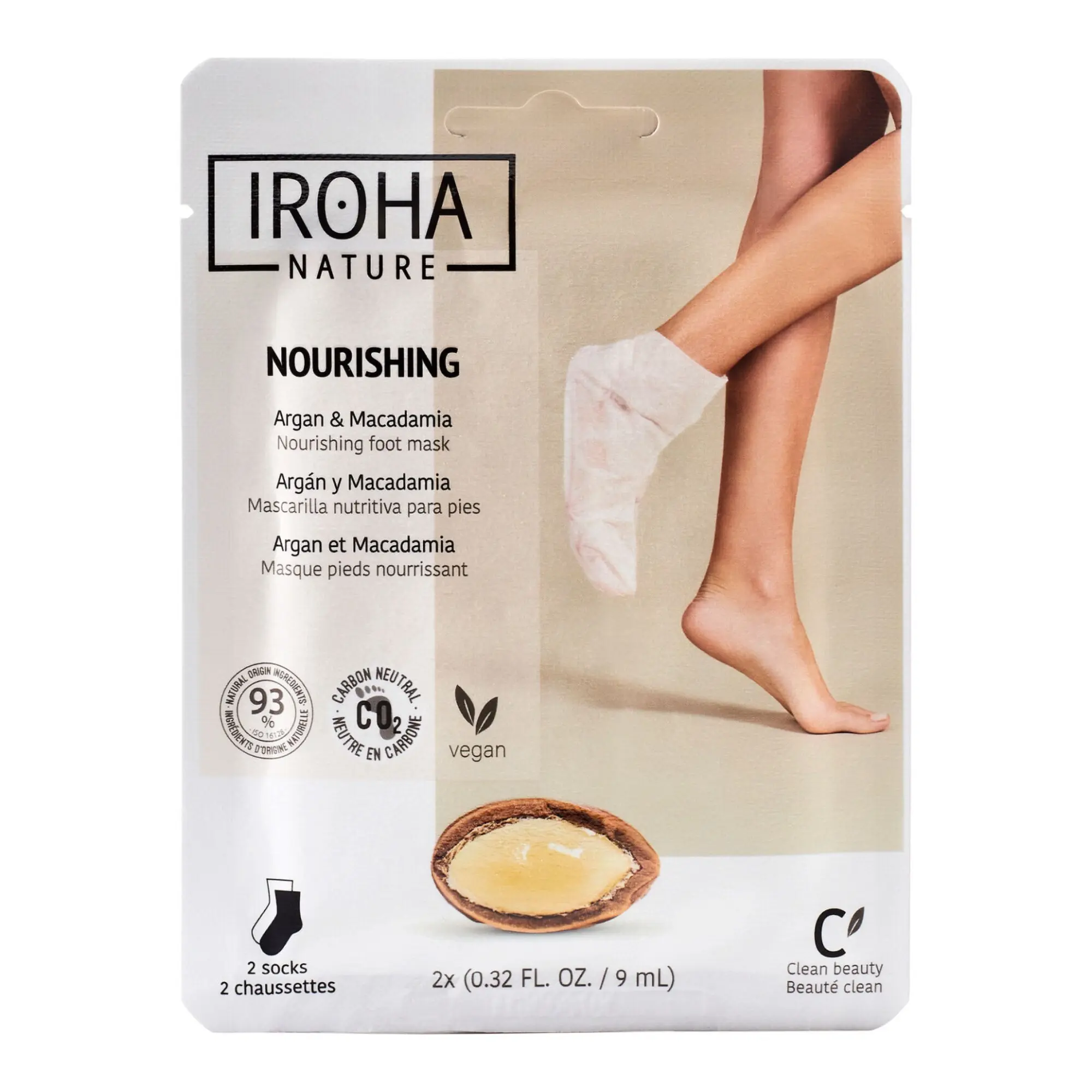 Iroha Vyživující maska na nohy Argan Nourishing Foot Mask 2 x 9 ml