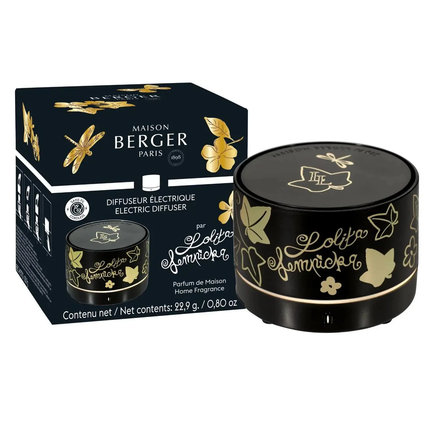 Maison Berger Paris Bezdrátový elektrický difuzér Lolita Lempicka, Ø 8 cm, černý 7037