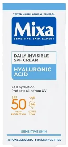 Mixa Hyaluronic Acid Daily Invisible SPF50 Cream 50 ml