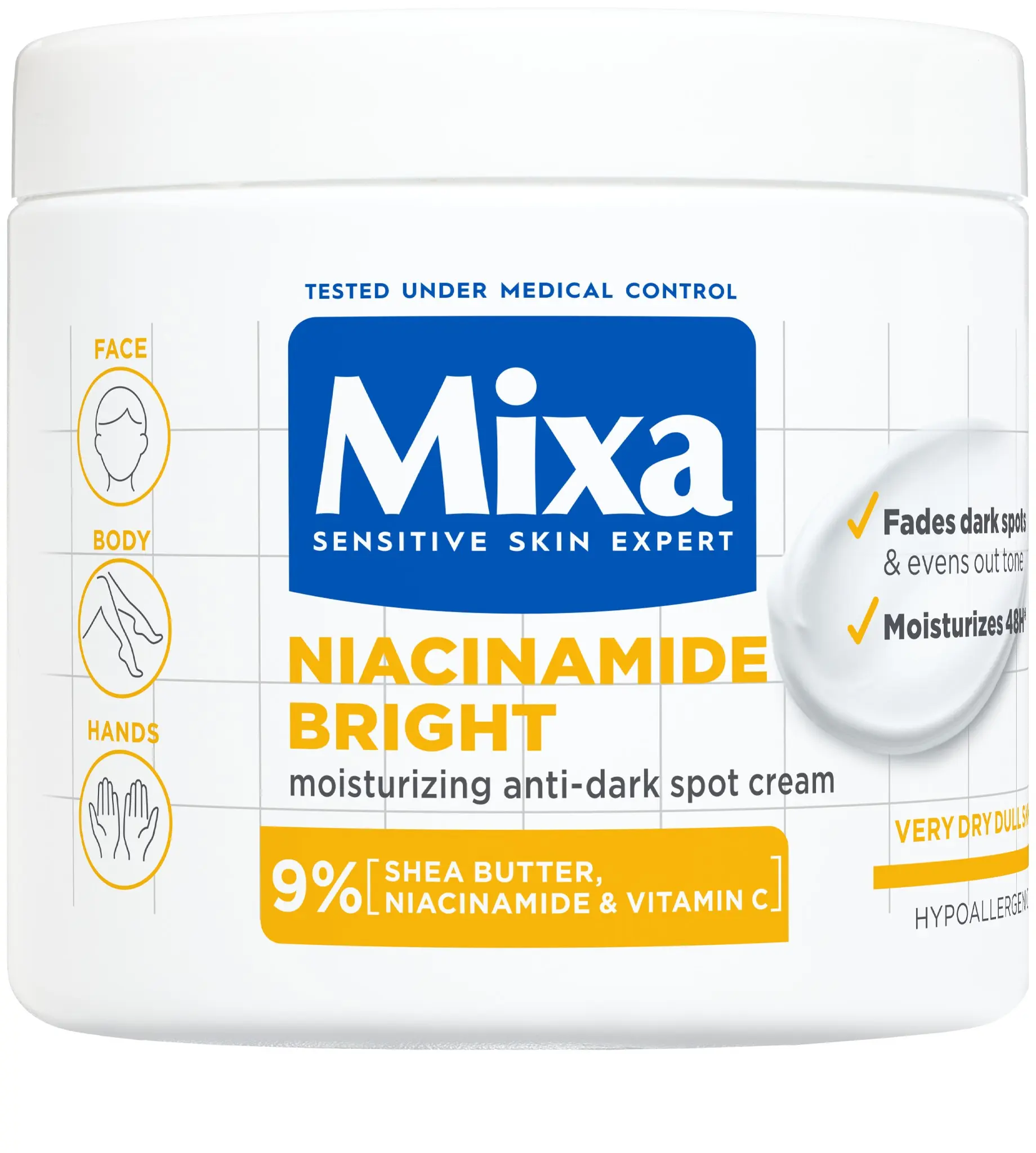 Mixa Tělový krém Niacemide Bright 400 ml
