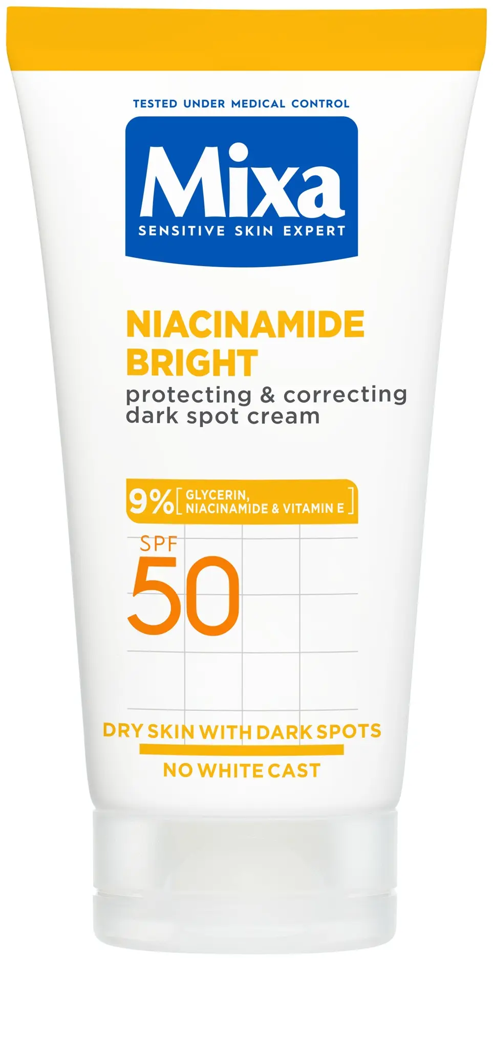 Mixa Krém proti tmavým skvrnám Niacinamide Bright SPF 50 50 ml
