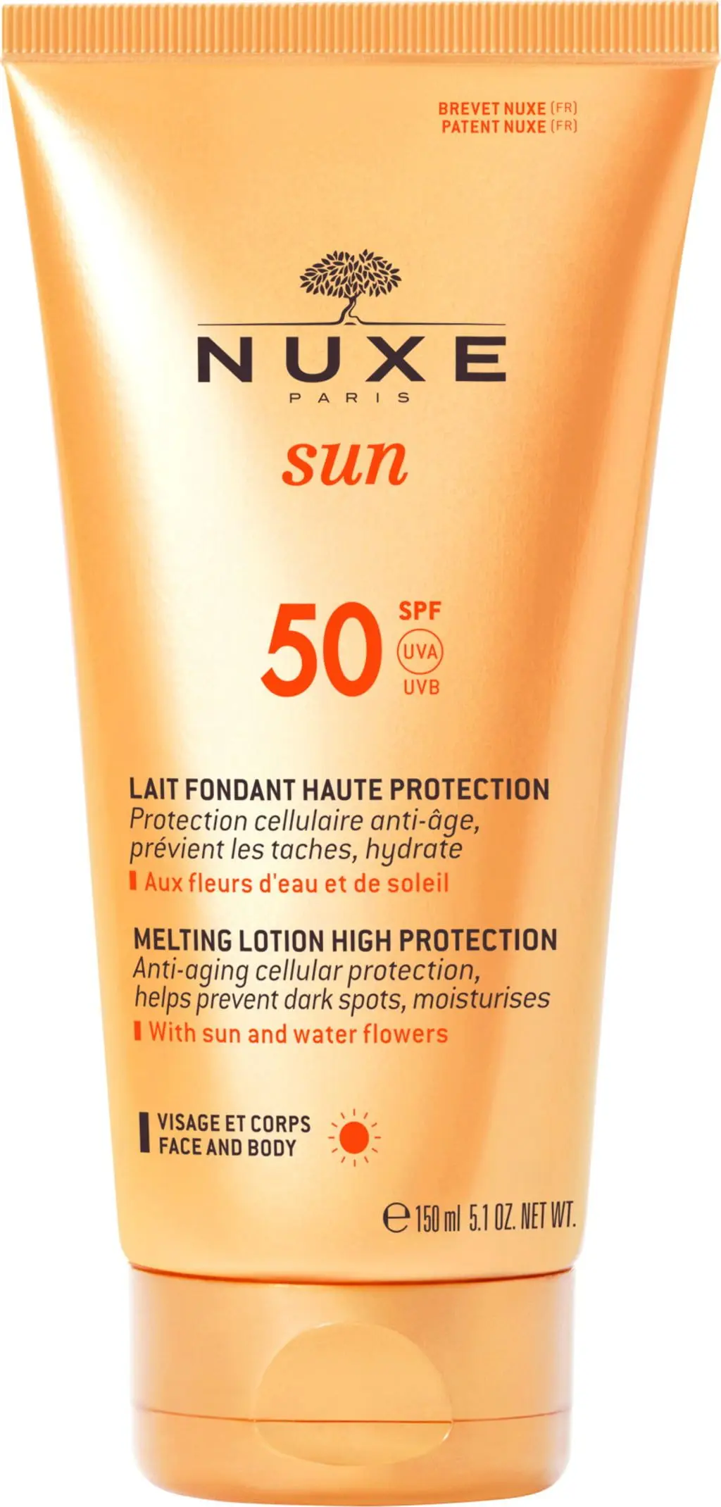 Nuxe Sun opalovací mléko na obličej a tělo SPF50 150 ml