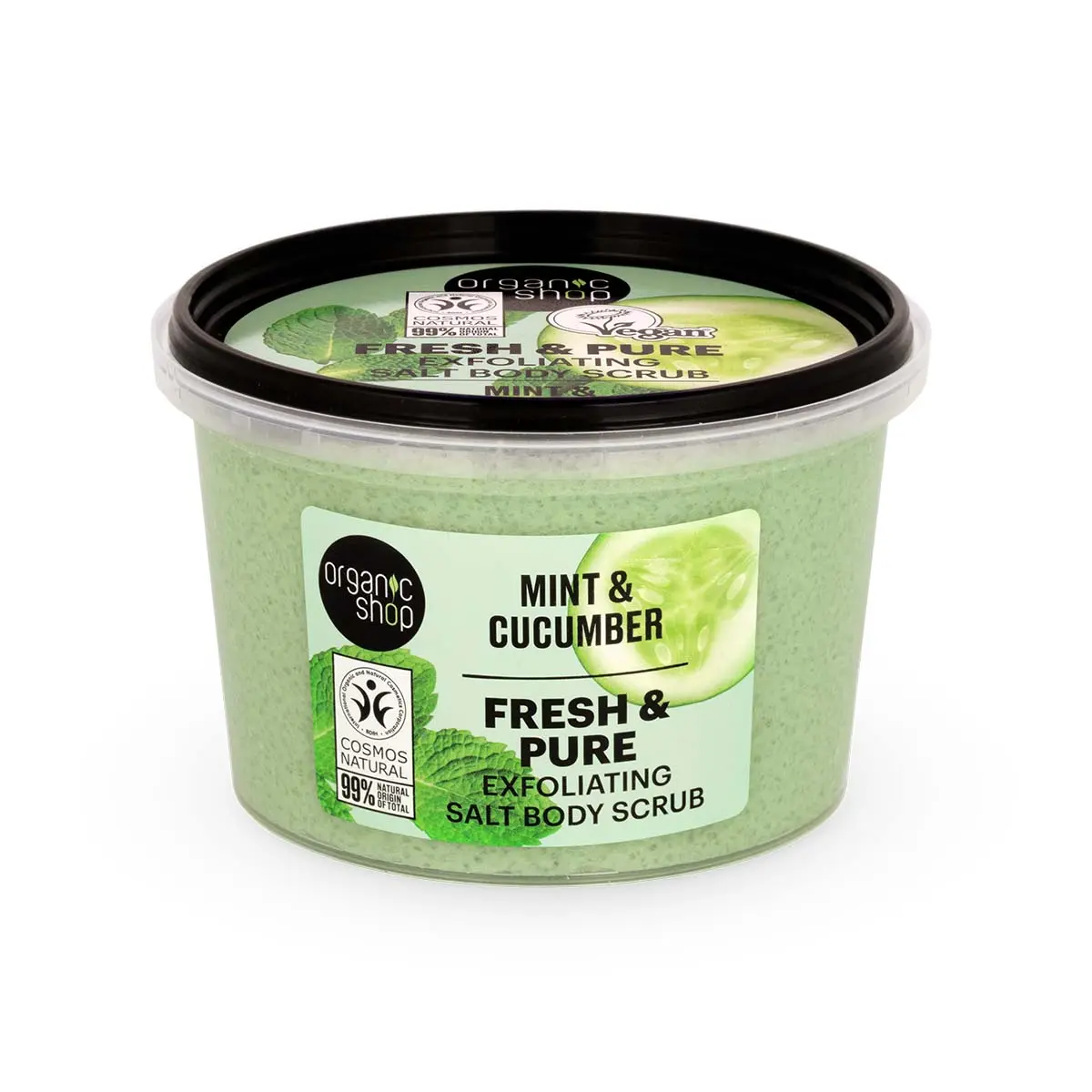 Organic Shop Exfoliační tělový peeling Máta a okurka (Body Scrub) 250 ml