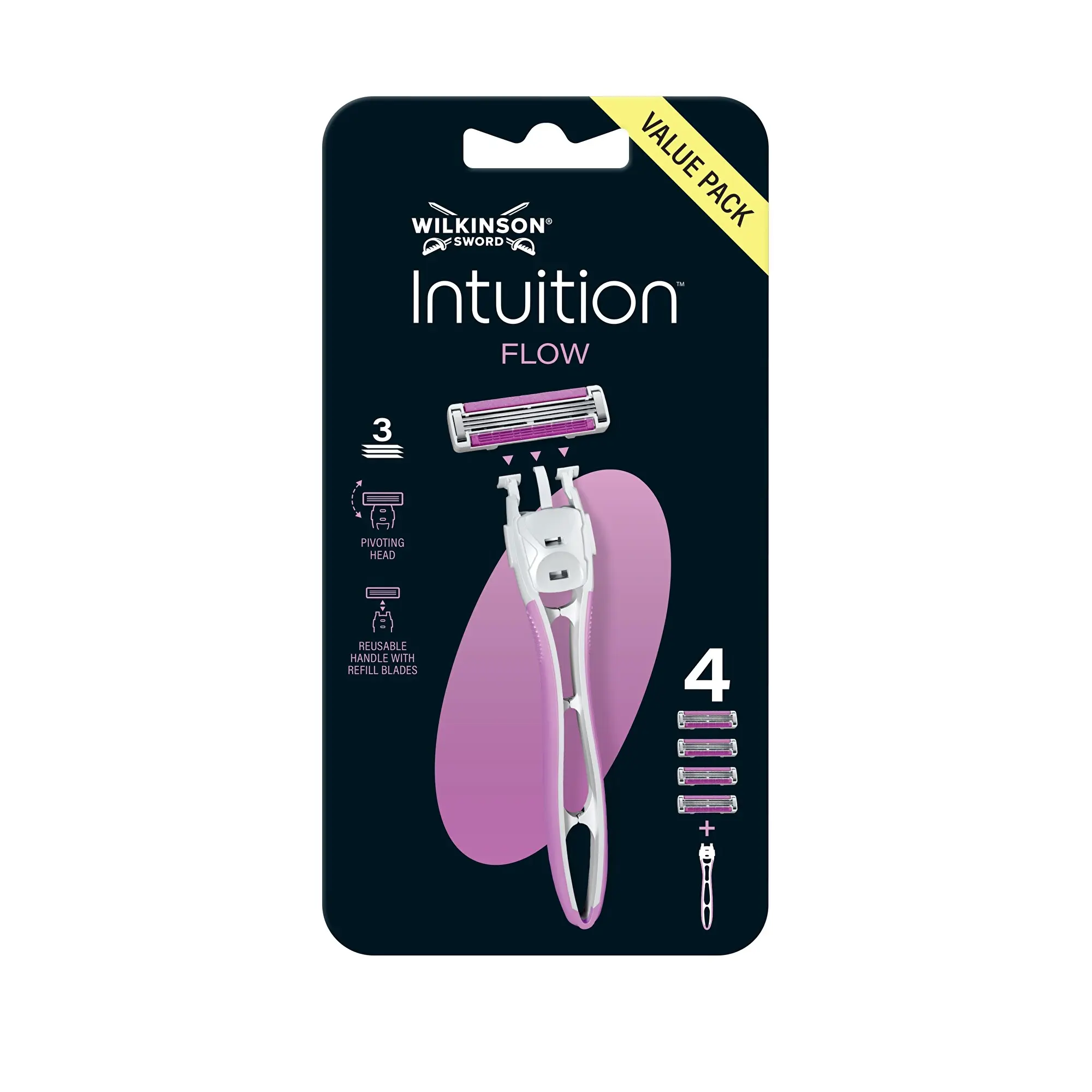 Wilkinson Dámský holicí strojek Intuition Flow + 4 náhradní hlavice