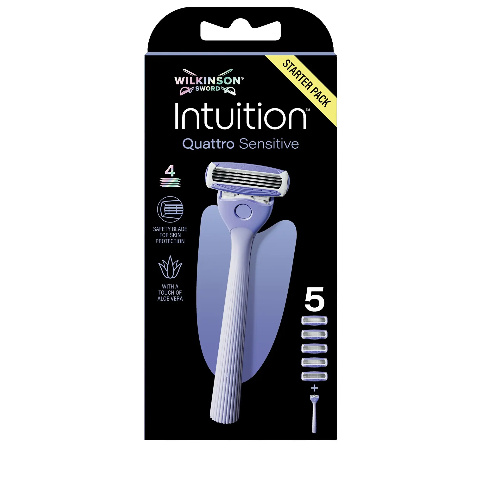 Wilkinson Dámský holicí strojek Intuition Quattro Sensitive + 5 náhradních hlavic