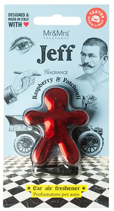 Mr&Mrs Fragrance JEFF červený chrom - raspberry & patchouli vůně do auta 20 g